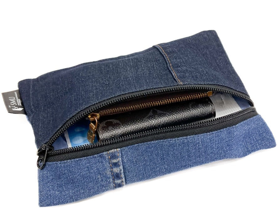 Recycled Denim Pouch with Zip