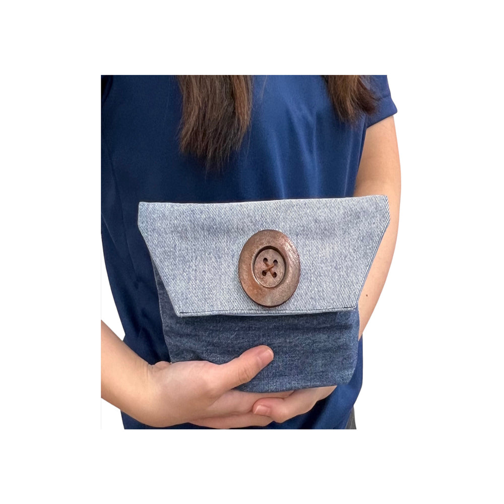 Recycled Denim Pouch with Button